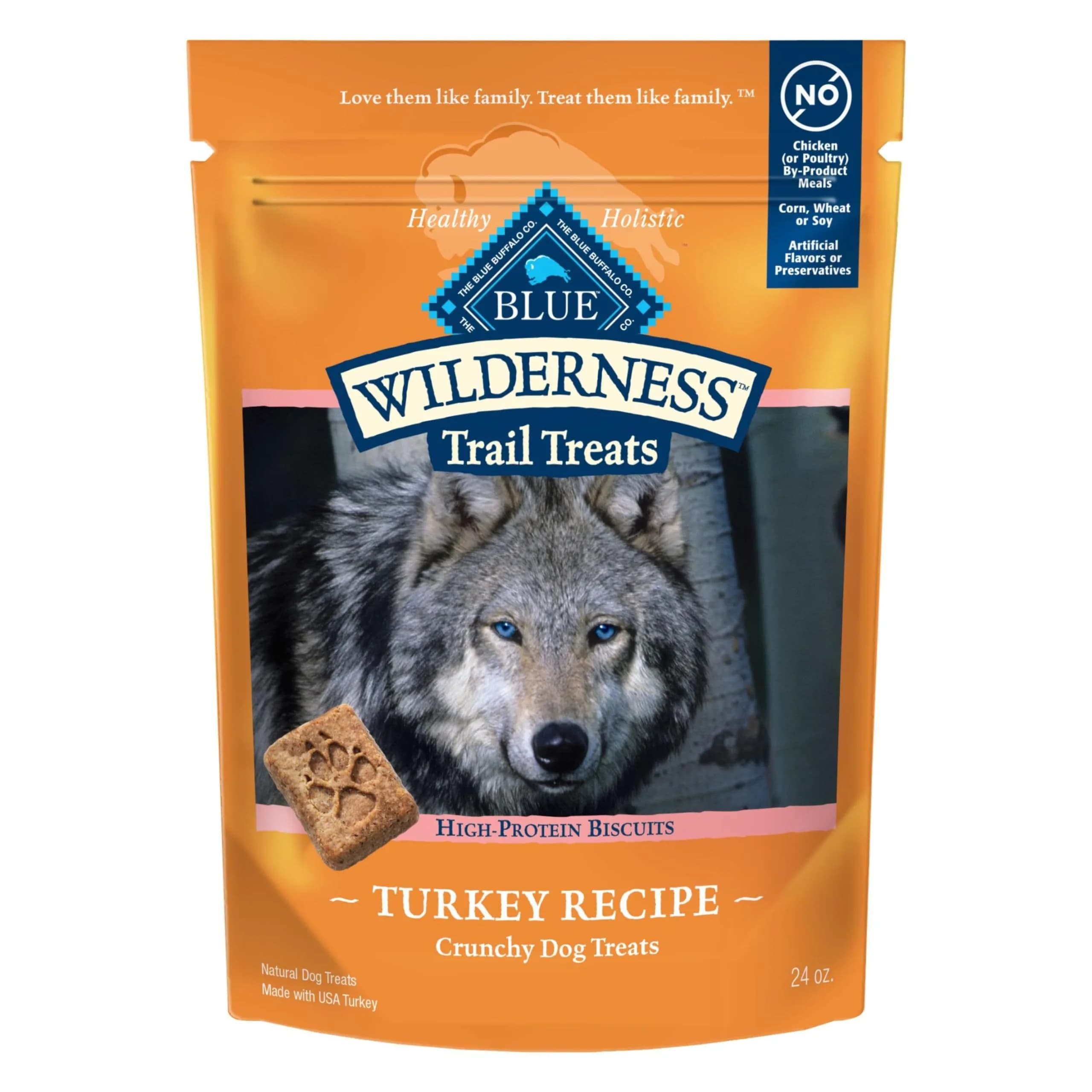 Blue Buffalo Wilderness Turkey Crunchy Dog Biscuits, Grain-Free, 680g (24 oz) | High-Protein Nutrition for All Breeds - main product image
