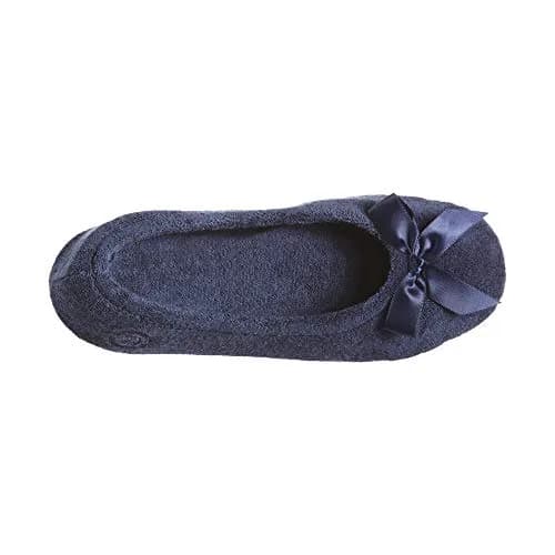 isotoner Women's Indoor/Outdoor Classic Terry Ballerina Slippers with Non-slip Sole, Navy, 11-12 | Cozy, Elegant & Durable thumbnail 7