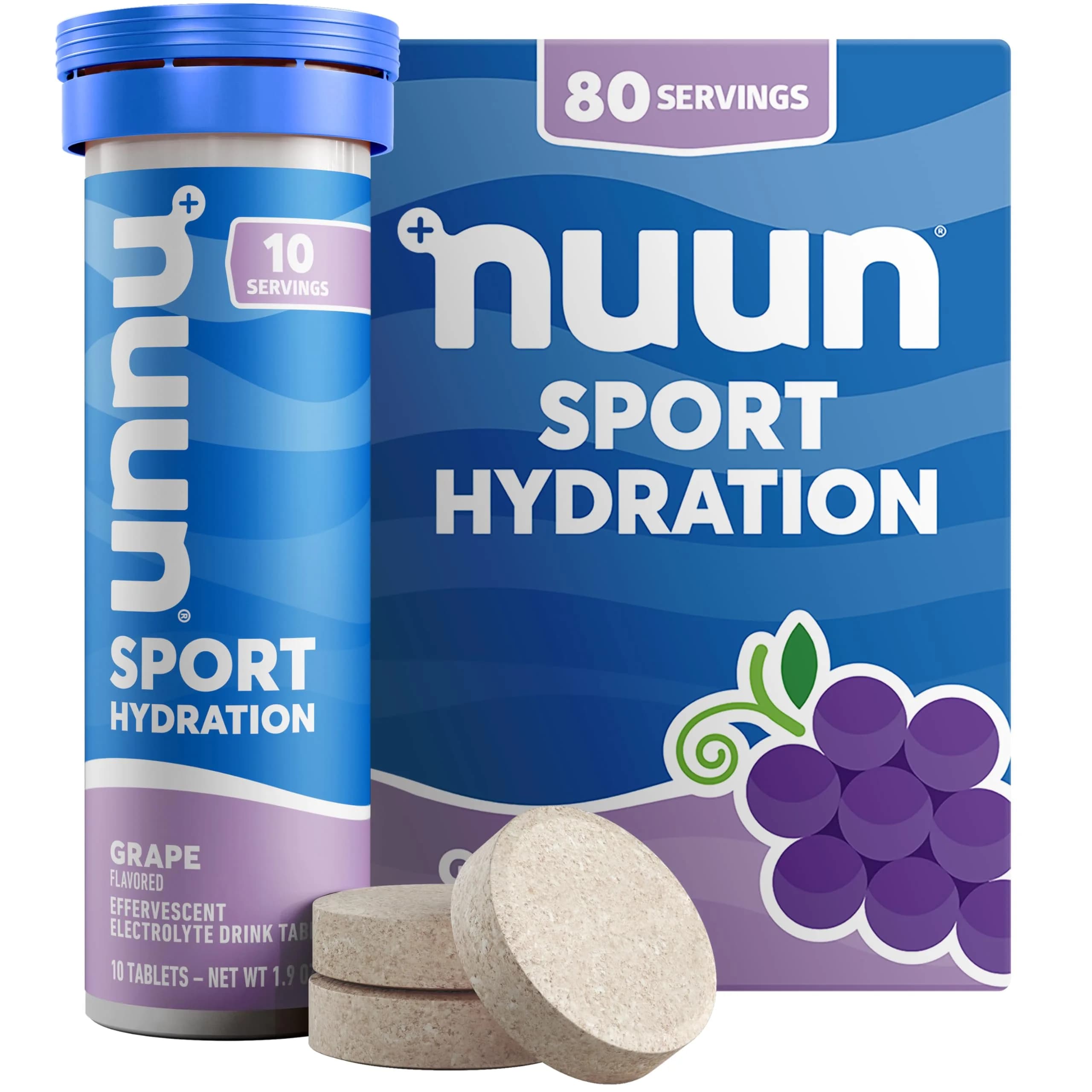 Nuun Sport Electrolyte Tablets Citrus Fruit 80 Count (10 Tablets Per Tube) | Hydration Support for Active Lifestyles — Grape