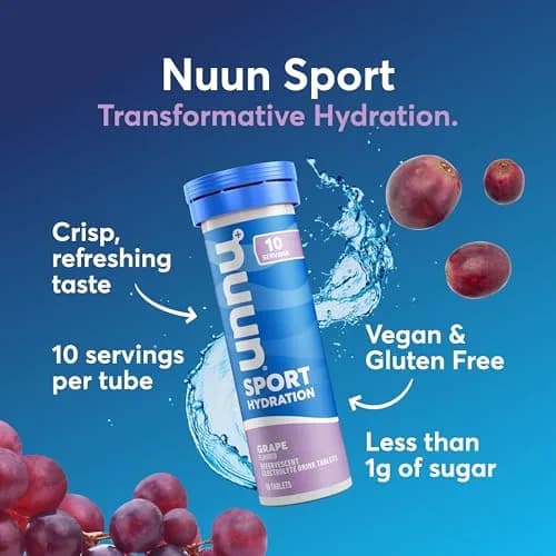 Nuun Sport Electrolyte Tablets Grape 80 Count (107g / 3.77oz) | Hydration Support with 5 Essential Electrolytes thumbnail 2