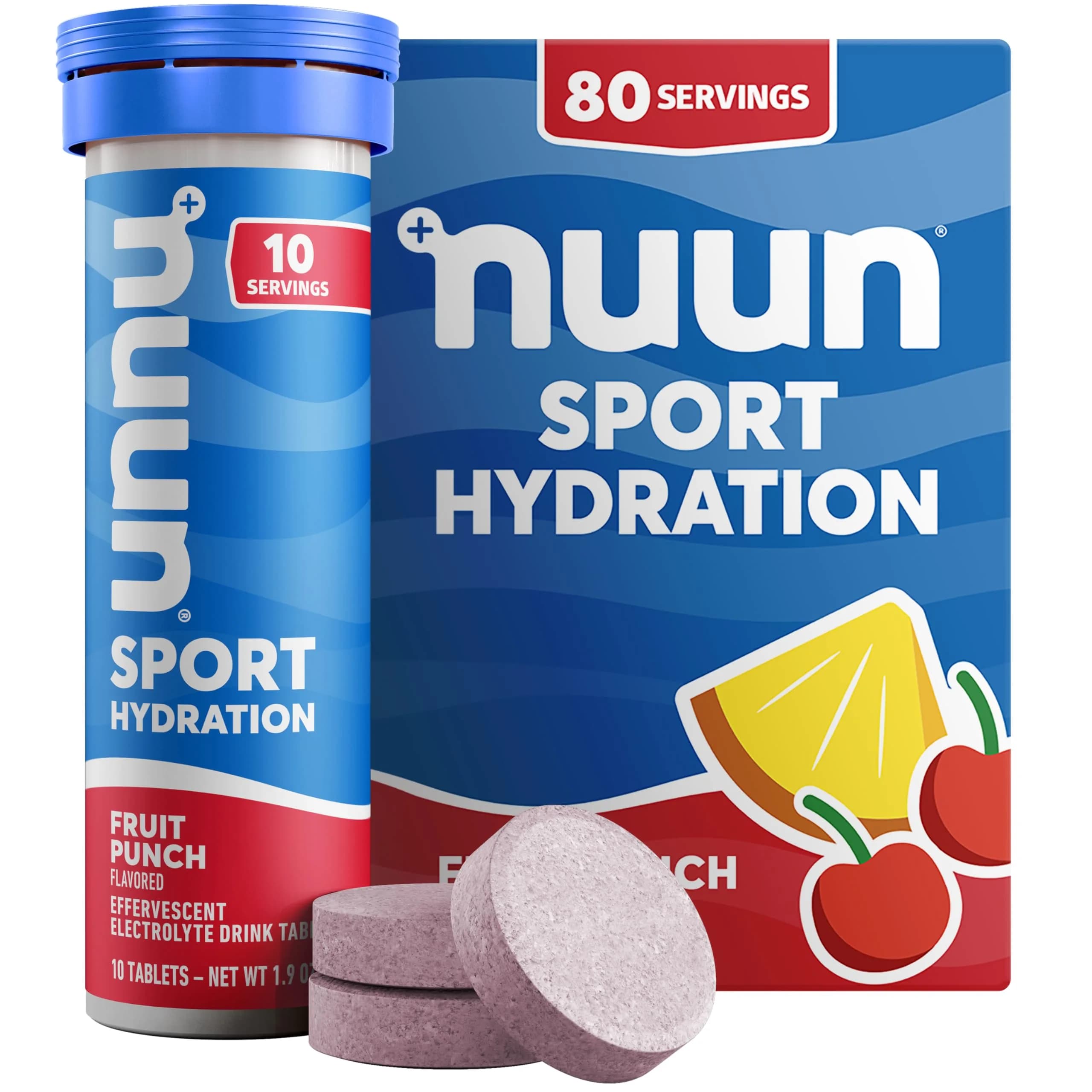 Nuun Sport Electrolyte Tablets Fruit Punch Flavor 80 Count | Hydration Support with 5 Essential Electrolytes