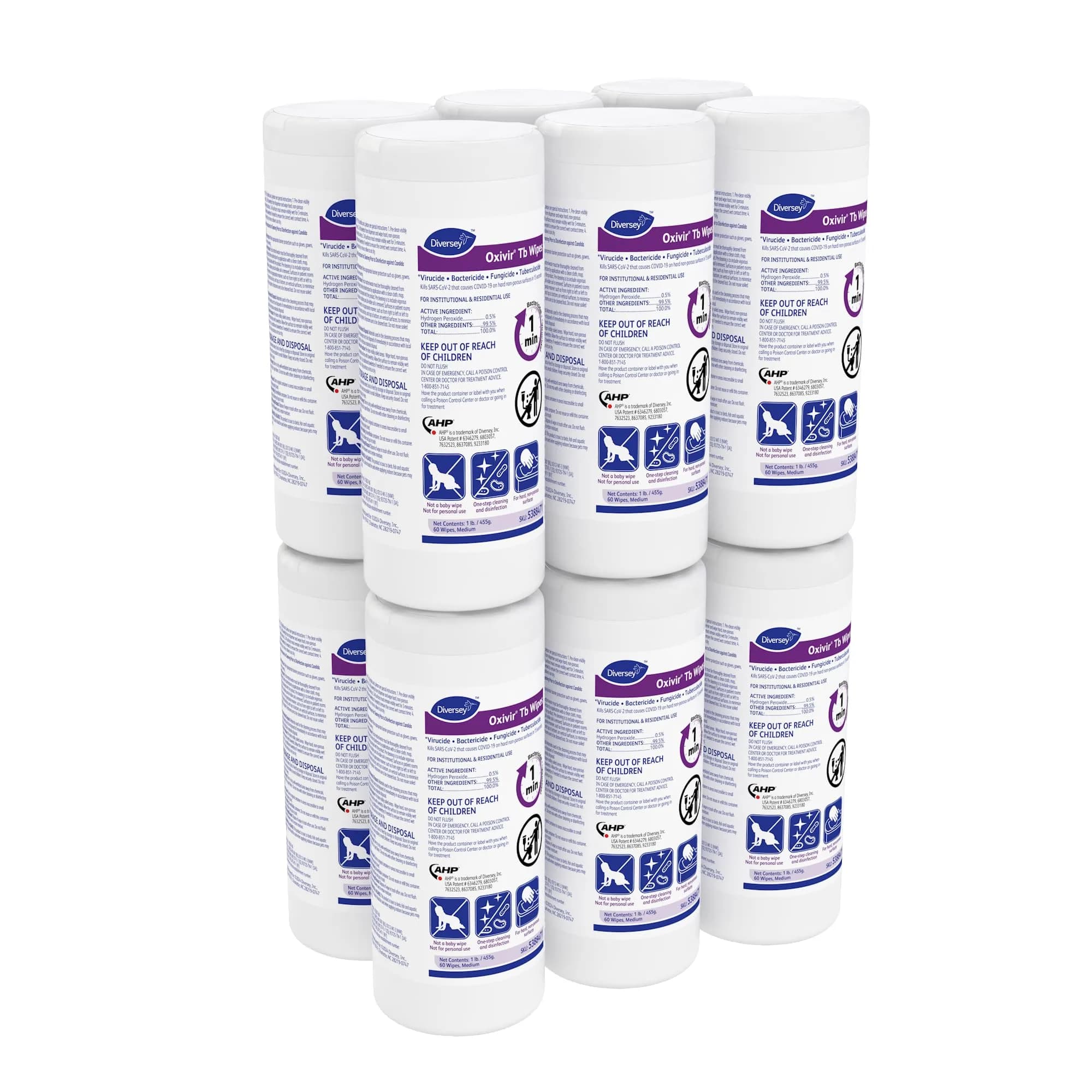 Oxivir Diversey Tb Disinfectant Wipes, 720 Count (Pack of 12) | EPA Registered Hydrogen Peroxide Formula