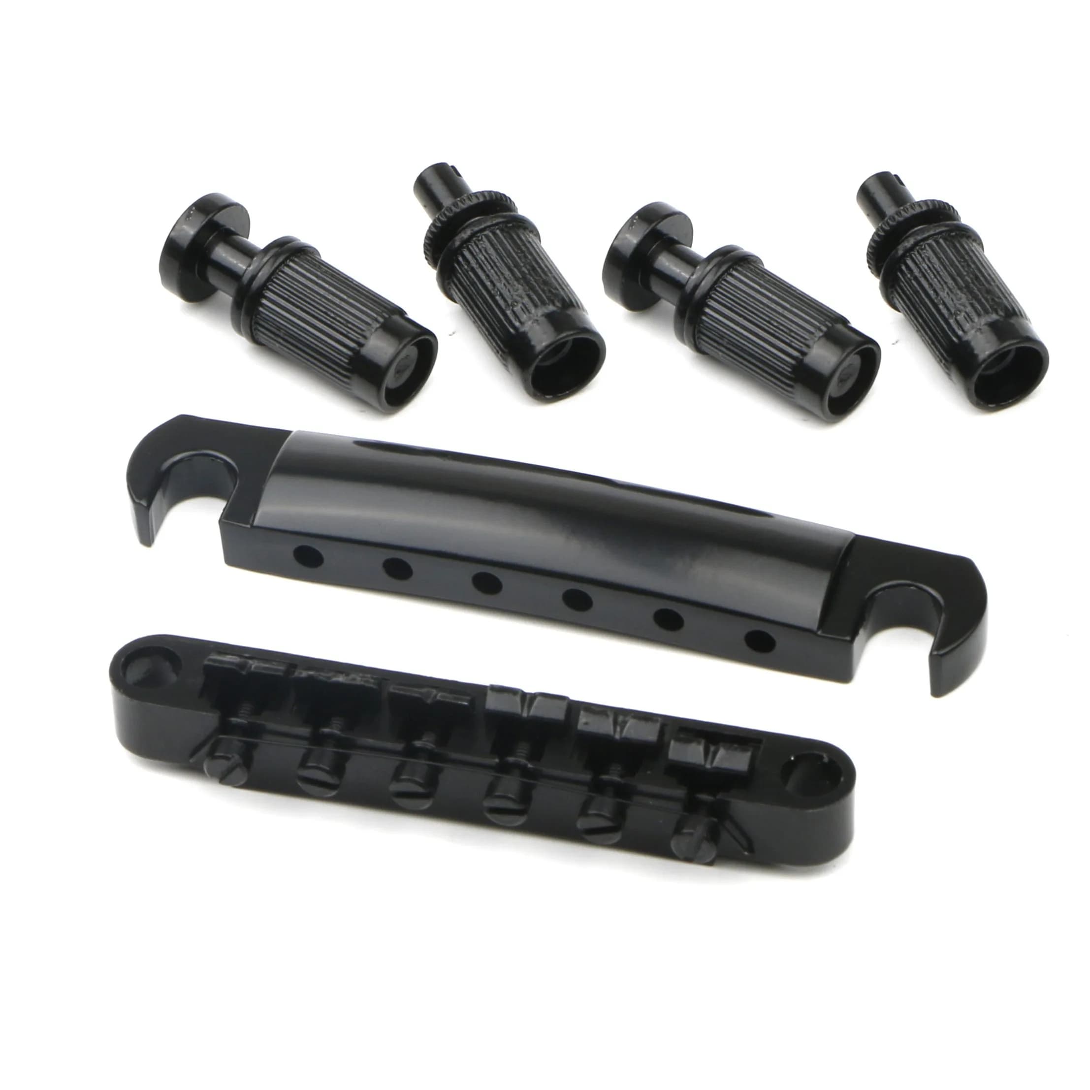 Swhmc Tune-O-Matic Bridge Studs & Tailpiece Set, Black | Zinc Alloy Guitar Parts for LP-Style Electric Guitars - main product image