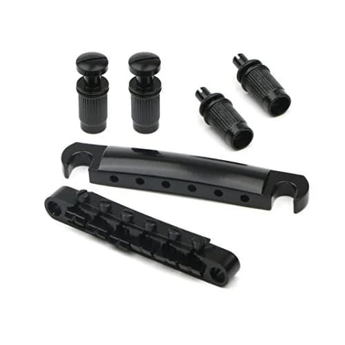Swhmc Tune-O-Matic Bridge Studs & Tailpiece Set, Black | Zinc Alloy Guitar Parts for LP-Style Electric Guitars thumbnail 2