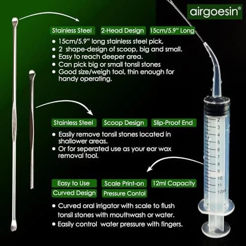 airgoesin Upgraded Tonsil Stone Remover Tool Blue 7 Piece Set | Removes Annoying Tonsil Stones & Bad Breath thumbnail 4