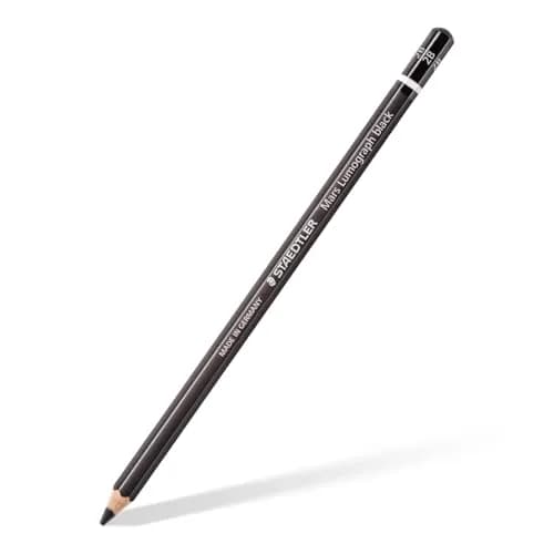 STAEDTLER Mars Lumograph Black Drawing Pencils 6 Pack in Metal Gift Tin | Deep Matte Black Tones for Expressive Art thumbnail 3