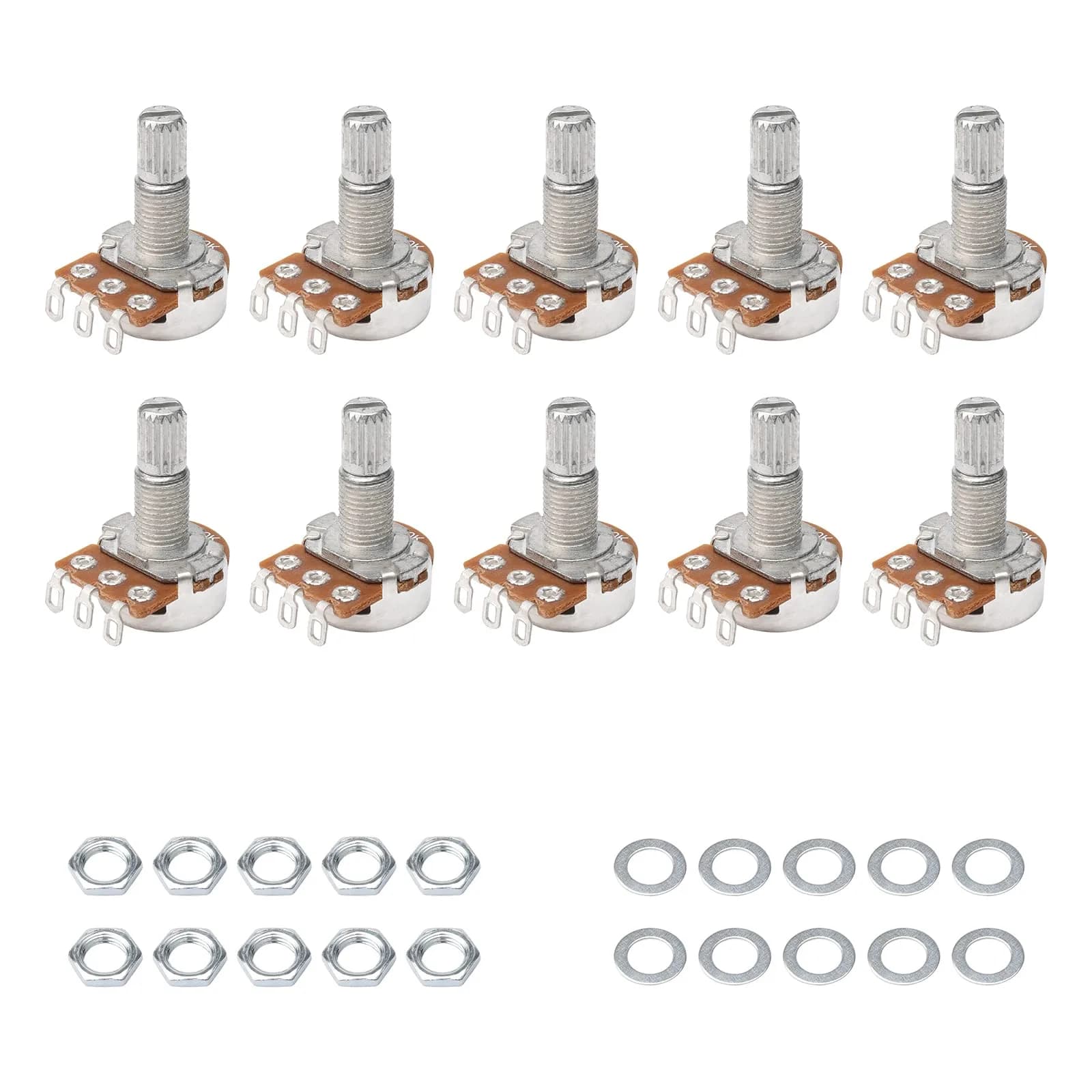 Swhmc A500K Ohm Guitar Potentiometer 1/4" Split Shaft 10-Pack | Volume Tone Control