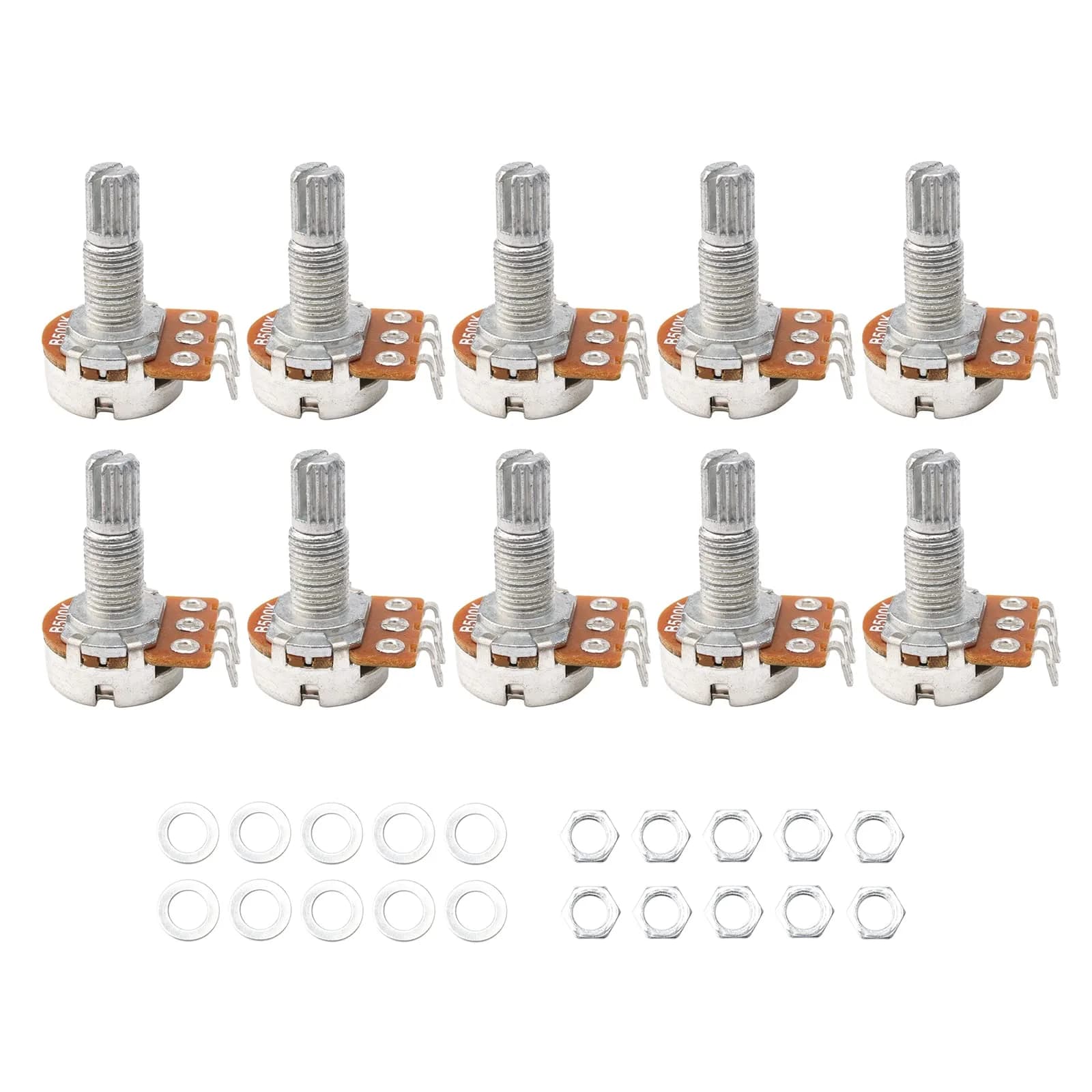 Swhmc Guitar Potentiometer Audio Pots B500K Ohm Replacement 16.5mm Base Dia 18mm Shaft Pack of 10