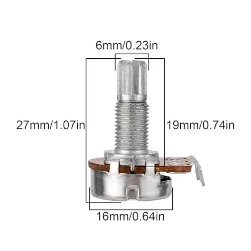 Swhmc Guitar Potentiometer Audio Pots B500K Ohm Replacement 16.5mm Base Dia 18mm Shaft Pack of 10 thumbnail 3