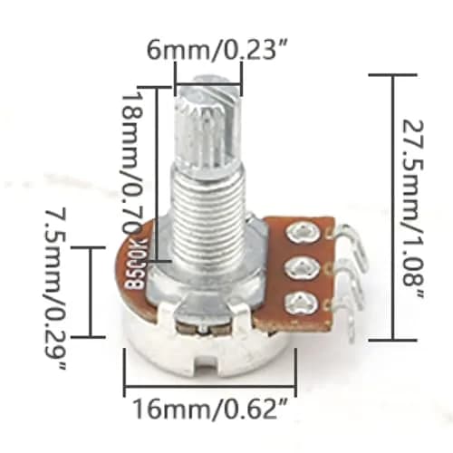 Swhmc A250K Ohm Guitar Potentiometer, 6mm Shaft, Pack of 10 | Smooth Audio Taper for Volume and Tone Controls thumbnail 6