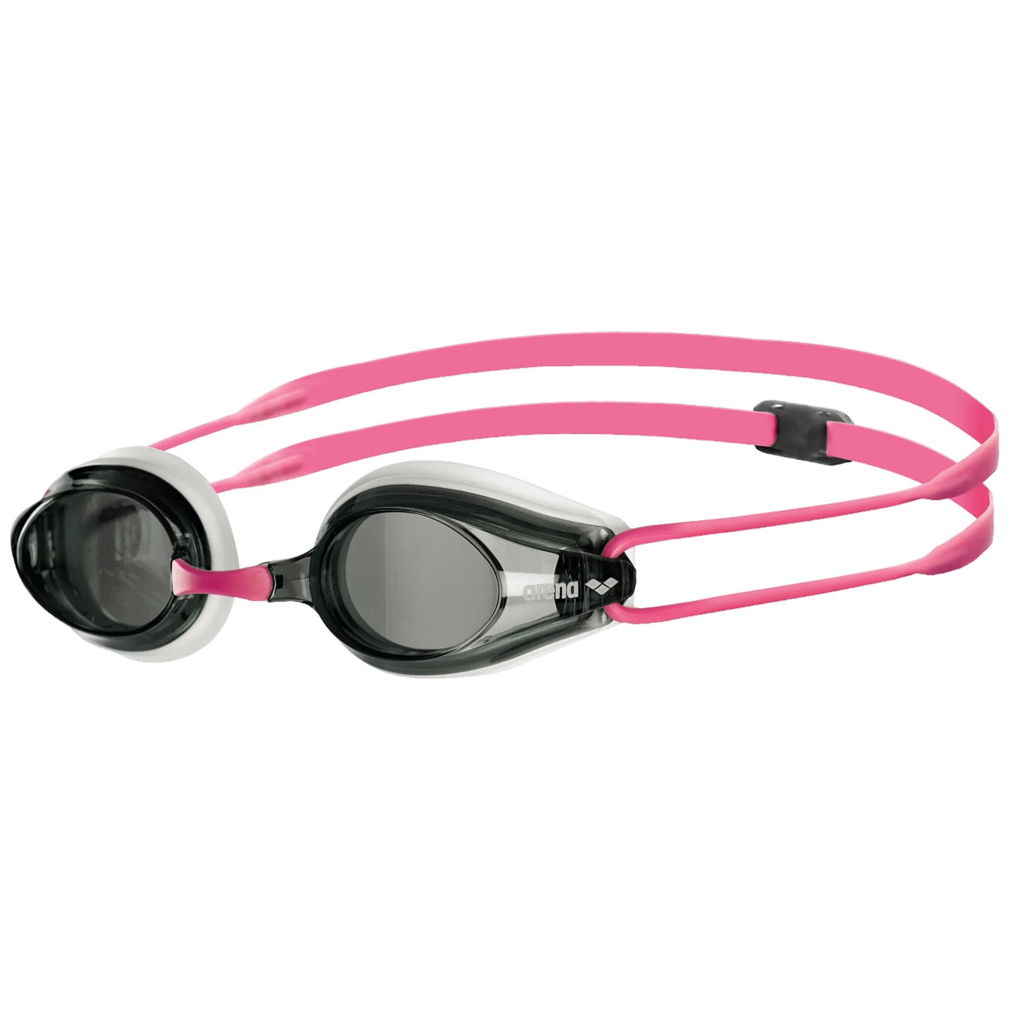 ARENA Tracks Unisex Adult Racing Swim Goggles FINA-Approved Anti-Fog Non-Mirror Lens, White/Smoke/Fuchsia | Competitive Swimming Essential