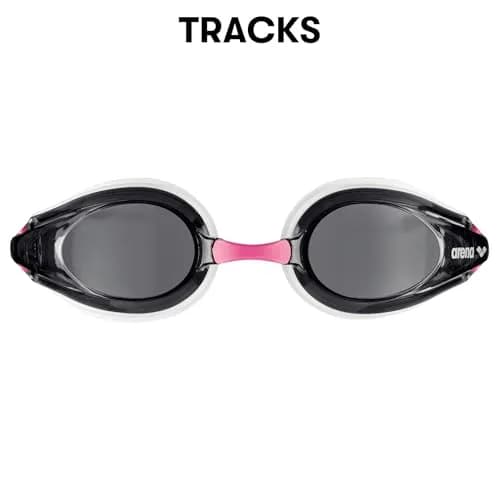 ARENA Tracks Unisex Adult Racing Swim Goggles FINA-Approved Anti-Fog Non-Mirror Lens, White/Smoke/Fuchsia | Competitive Swimming Essential thumbnail 3