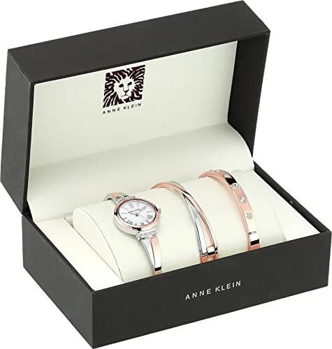 Anne Klein Women's Rose Gold/Silver Bangle Watch Set with Crystals, 26mm Case | Japanese Quartz Movement thumbnail 2