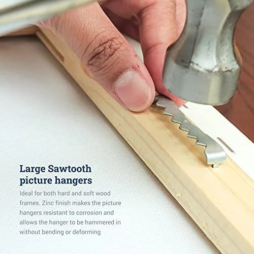 Picture Hang Solutions Sawtooth Picture Hangers, 100 Pack, 1.75" x 0.25", Silver | Holds up to 10 lb thumbnail 4