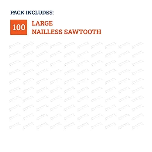 Picture Hang Solutions Sawtooth Picture Hangers, 100 Pack, 1.75" x 0.25", Silver | Holds up to 10 lb thumbnail 5