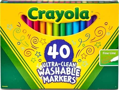 Crayola Ultra Clean Washable Markers (40ct) | Non-Toxic Fine Line Art Supplies for Kids Ages 3+ thumbnail 1