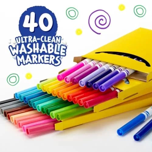 Crayola Ultra Clean Washable Markers (40ct) | Non-Toxic Fine Line Art Supplies for Kids Ages 3+ thumbnail 3