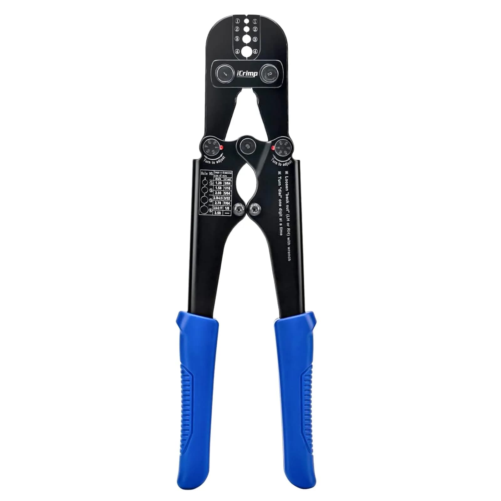 IWISS Wire Rope Crimper IWS-1608M 3/64" to 1/8" | Heavy Duty Steel Tool for Railings & Cables - main product image