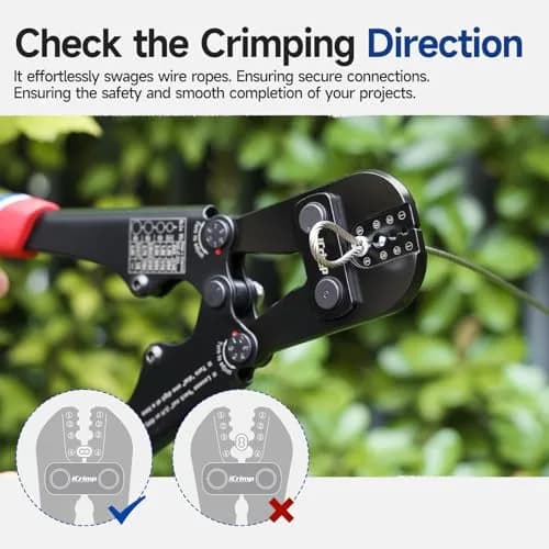 IWISS Wire Rope Crimper IWS-1608M 3/64" to 1/8" | Heavy Duty Steel Tool for Railings & Cables thumbnail 5