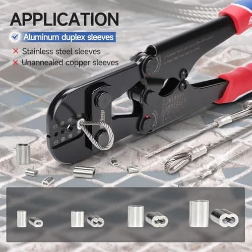 IWISS Wire Rope Crimper IWS-1608M 3/64" to 1/8" | Heavy Duty Steel Tool for Railings & Cables thumbnail 6