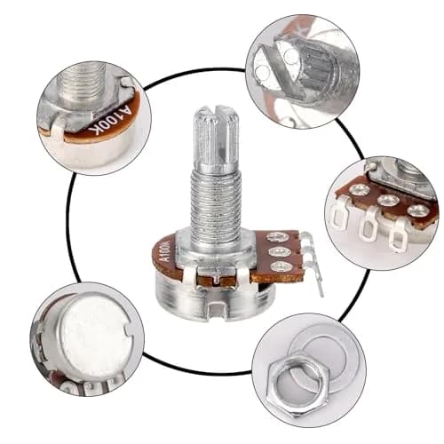 Swhmc A100K Ohm Guitar Potentiometer 10-Pack | 6mm Split Shaft thumbnail 3