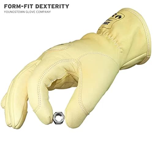 Youngstown Glove Leather Ground Utility Gloves for Men - Kevlar Lined - Cut, Puncture, Flame Resistant, Arc Rated, Tan, Large thumbnail 4