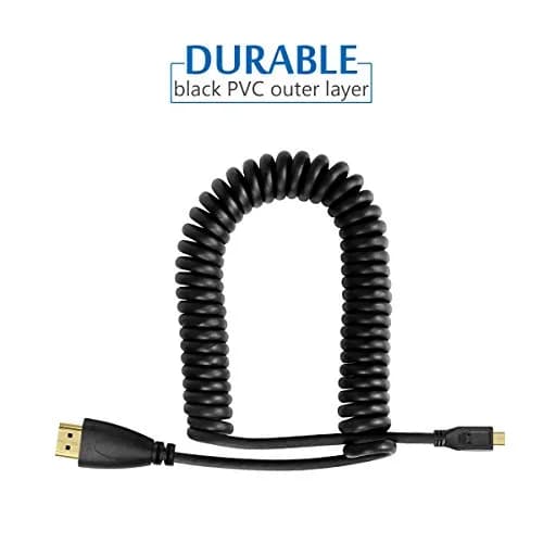 UCEC Coiled Micro HDMI to HDMI Cable 3.2FT | 4K HDR Support, Flexible & Portable thumbnail 4