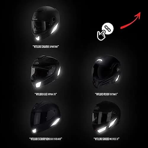 VFLUO Black Standard™ Helmet Stickers Kit of 4 | 3M™ Retro-Reflective, Discreet Black by Day, White Visibility at Night thumbnail 2