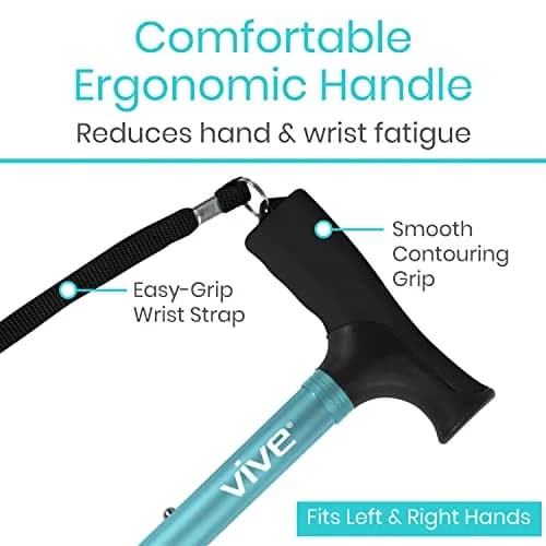 Vive Folding Cane Teal 33-37 inches (84-94 cm) | Lightweight Adjustable Aluminum Mobility Aid thumbnail 4