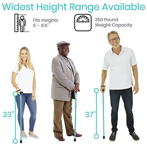 Vive Folding Cane Teal 33-37 inches (84-94 cm) | Lightweight Adjustable Aluminum Mobility Aid thumbnail 5