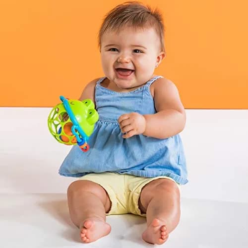 Bright Starts Oball Jingle & Shake Pal Musical Toy | BPA-Free Easy-Grasp Baby Rattle Toy (Green Frog) thumbnail 6