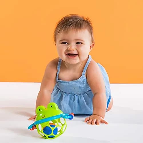 Bright Starts Oball Jingle & Shake Pal Musical Toy | BPA-Free Easy-Grasp Baby Rattle Toy (Green Frog) thumbnail 7