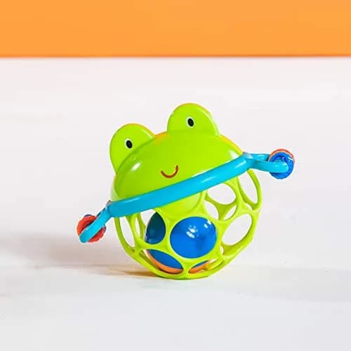 Bright Starts Oball Jingle & Shake Pal Musical Toy | BPA-Free Easy-Grasp Baby Rattle Toy (Green Frog) thumbnail 8