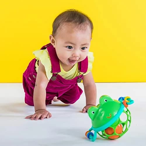 Bright Starts Oball Jingle & Shake Pal Musical Toy | BPA-Free Easy-Grasp Baby Rattle Toy (Green Frog) thumbnail 2