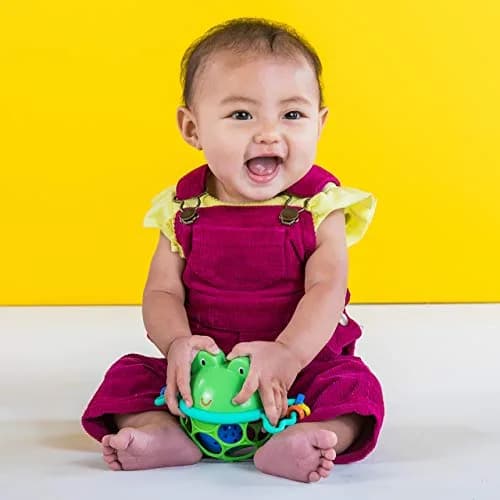 Bright Starts Oball Jingle & Shake Pal Musical Toy | BPA-Free Easy-Grasp Baby Rattle Toy (Green Frog) thumbnail 3