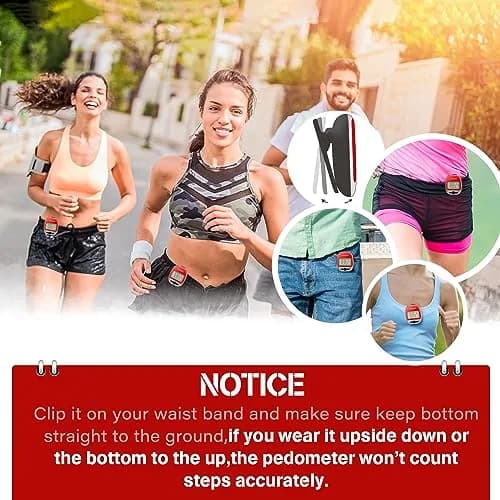 PINGKO Multi-Function Pedometer Step Counter | 5.7 cm (2.24 in) Red thumbnail 5