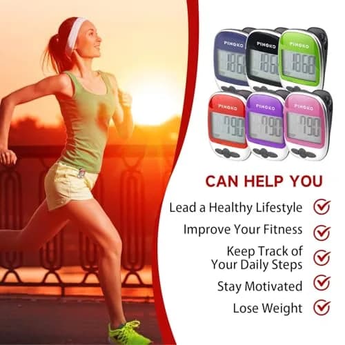 PINGKO Multi-Function Pedometer Step Counter | 5.7 cm (2.24 in) Red thumbnail 7