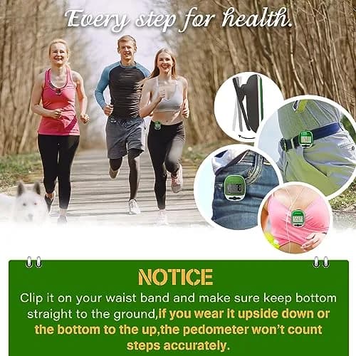 PINGKO Portable Sport Pedometer Step/Distance/Calories Counter Tracker Green | Accurate Tri-Axis Sensor, 99999 Steps Max thumbnail 5