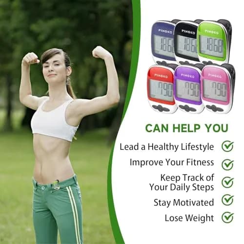 PINGKO Portable Sport Pedometer Step/Distance/Calories Counter Tracker Green | Accurate Tri-Axis Sensor, 99999 Steps Max thumbnail 7