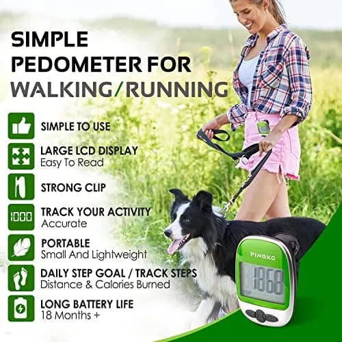PINGKO Portable Sport Pedometer Step/Distance/Calories Counter Tracker Green | Accurate Tri-Axis Sensor, 99999 Steps Max thumbnail 2