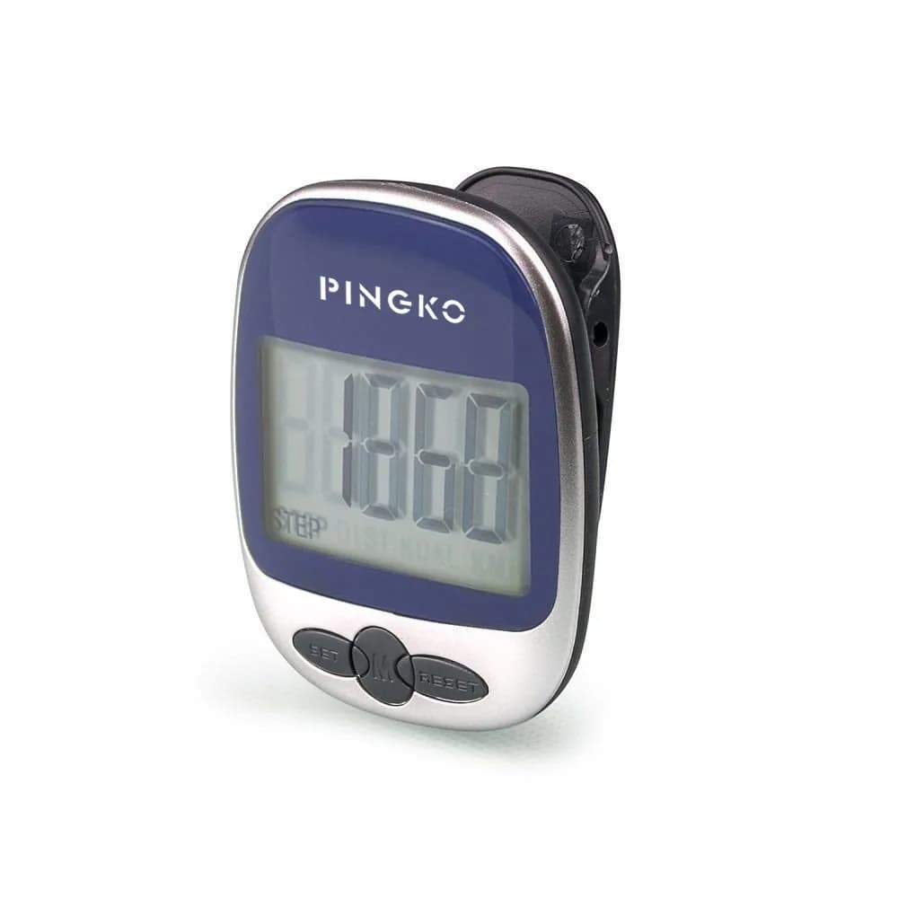 PINGKO Portable Pedometer Step Counter Tracker with Tri-Axis Sensor, Black | Tracks Steps, Distance, Calories — Blue