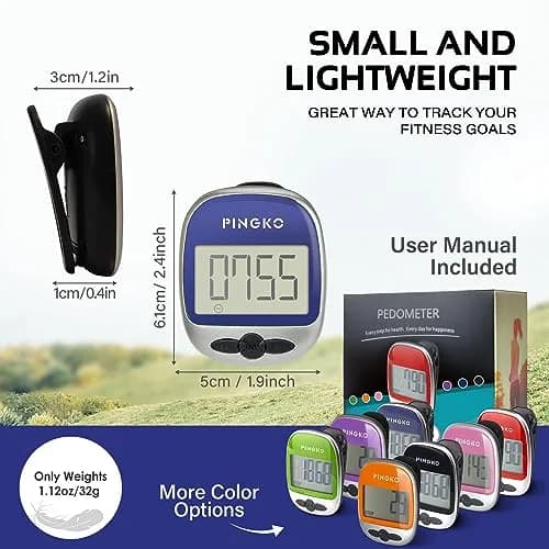PINGKO Portable LCD Pedometer Step Counter with Calories & Distance Tracking - Blue | Accurate Tri-Axis Sensor thumbnail 6