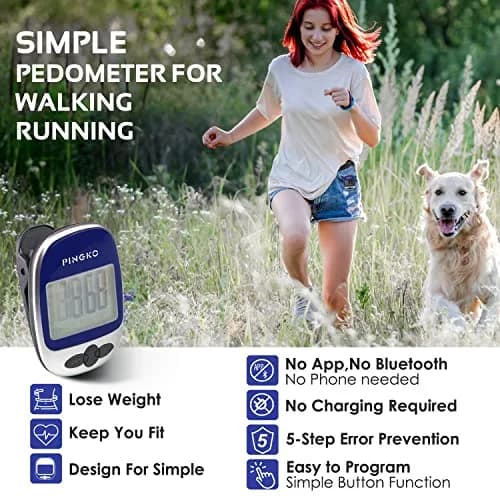 PINGKO Portable LCD Pedometer Step Counter with Calories & Distance Tracking - Blue | Accurate Tri-Axis Sensor thumbnail 2