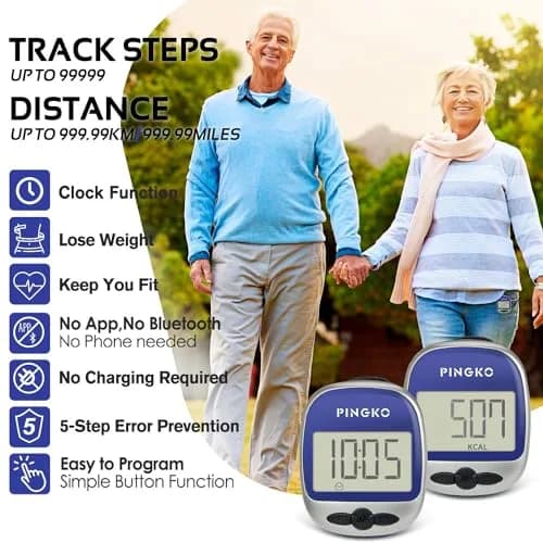 PINGKO Portable LCD Pedometer Step Counter with Calories & Distance Tracking - Blue | Accurate Tri-Axis Sensor thumbnail 3