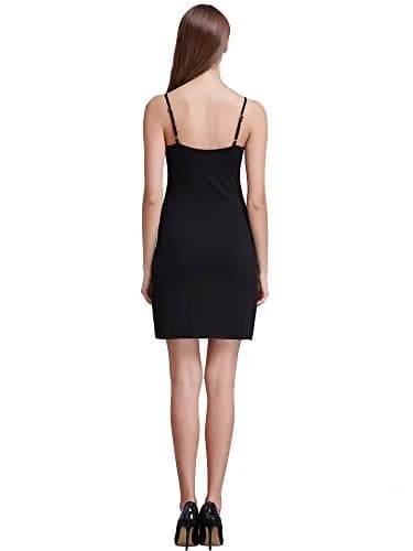 Coreal Women Long Spaghetti Strap Full Cami Slip Camisole Under Dress, Black, Small | High Stretch & Adjustable Length thumbnail 4