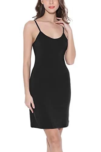 Coreal Women Long Spaghetti Strap Full Cami Slip Camisole Under Dress, Black, Medium | Anti-Static, Adjustable Length, 4-Way Stretch thumbnail 1