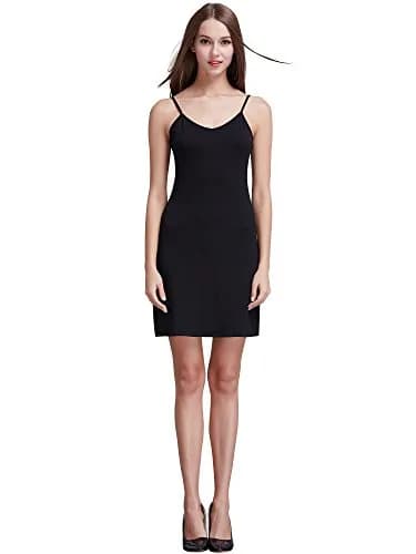Coreal Women Long Spaghetti Strap Full Cami Slip Camisole Under Dress, Black, Medium | Anti-Static, Adjustable Length, 4-Way Stretch thumbnail 2