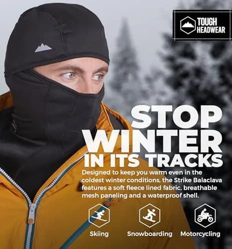 Tough Headwear Balaclava Ski Mask - Winter Face Cover for Men & Women - Cold Weather Snow Gear for Skiing, Snowboarding, Running & Motorcycle thumbnail 2