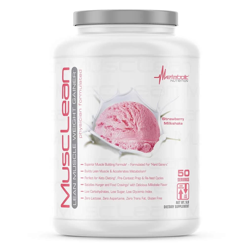 Metabolic Nutrition MuscLean Chocolate Whey Protein Powder 1.13 kg (2.5 lb) | Physician Formulated Lean Muscle Builder — Strawberry Milkshake / 5 Pound
