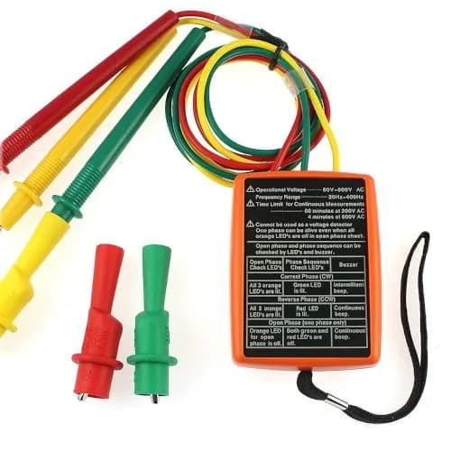 BESTDO 3 Phase Sequence Rotation Tester LED Indicator Detector Meter | Accurate AC Voltage & Rotation Check thumbnail 2